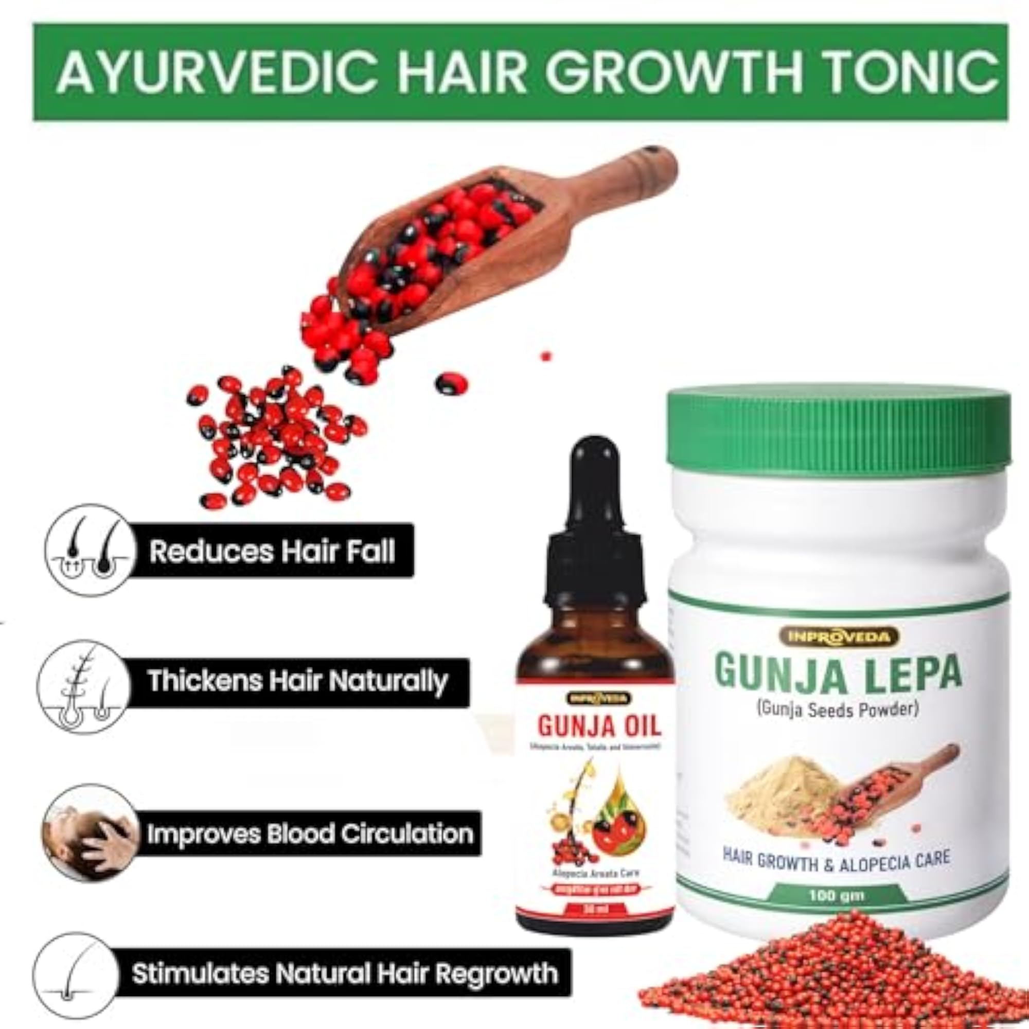 Gunja Haircare Powder & Oil Combo, Herbal Solution